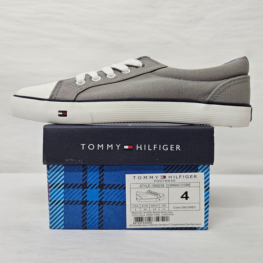 Tommy Hilfiger Cormac Core Casual Shoes‎ 1958238 Grey Canvas White Kids Size 4
